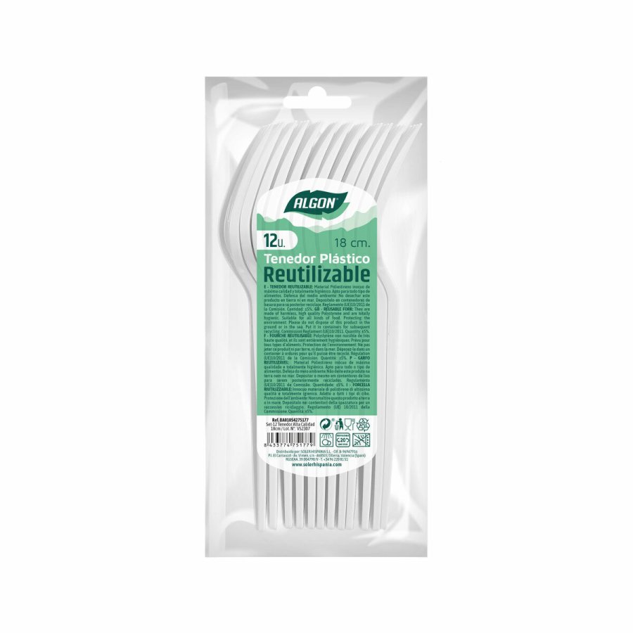 St med Gafler Algon Genanvendelig Hvid 36 Enheder 18 cm #4