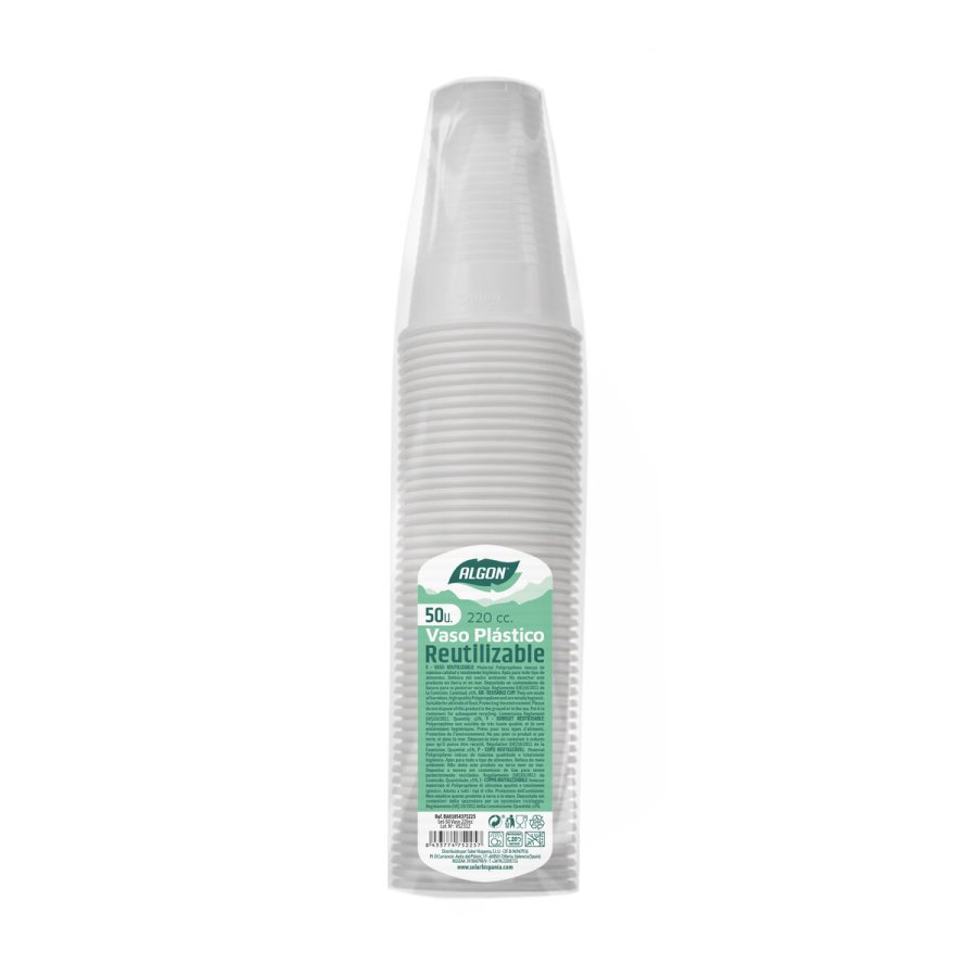 St af genanvendelige kopper Algon Hvid 220 ml 50 enheder #4