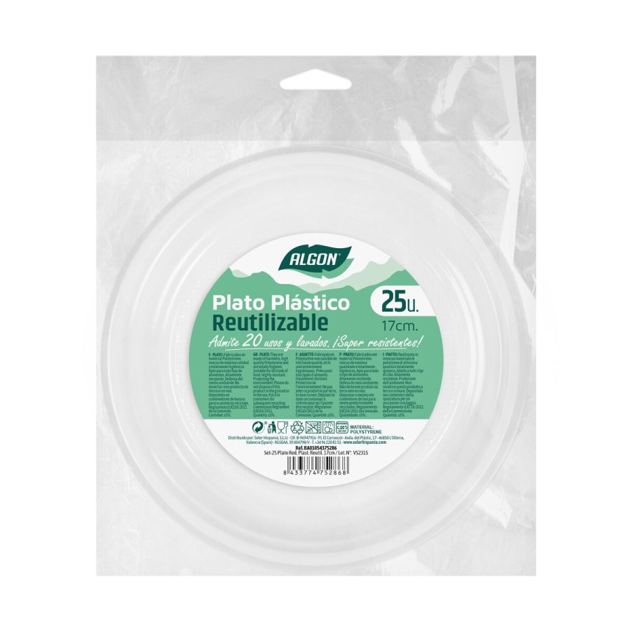 St af genanvendelige tallekener Algon Cirkulr Hvid 17 x 17 x 1,5 cm Plastik 25 enheder #4