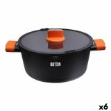 Gryde Med Glaslg Quttin Gastro Sort Orange 34,5 x 25,5 x 12 cm (6 enheder) #1