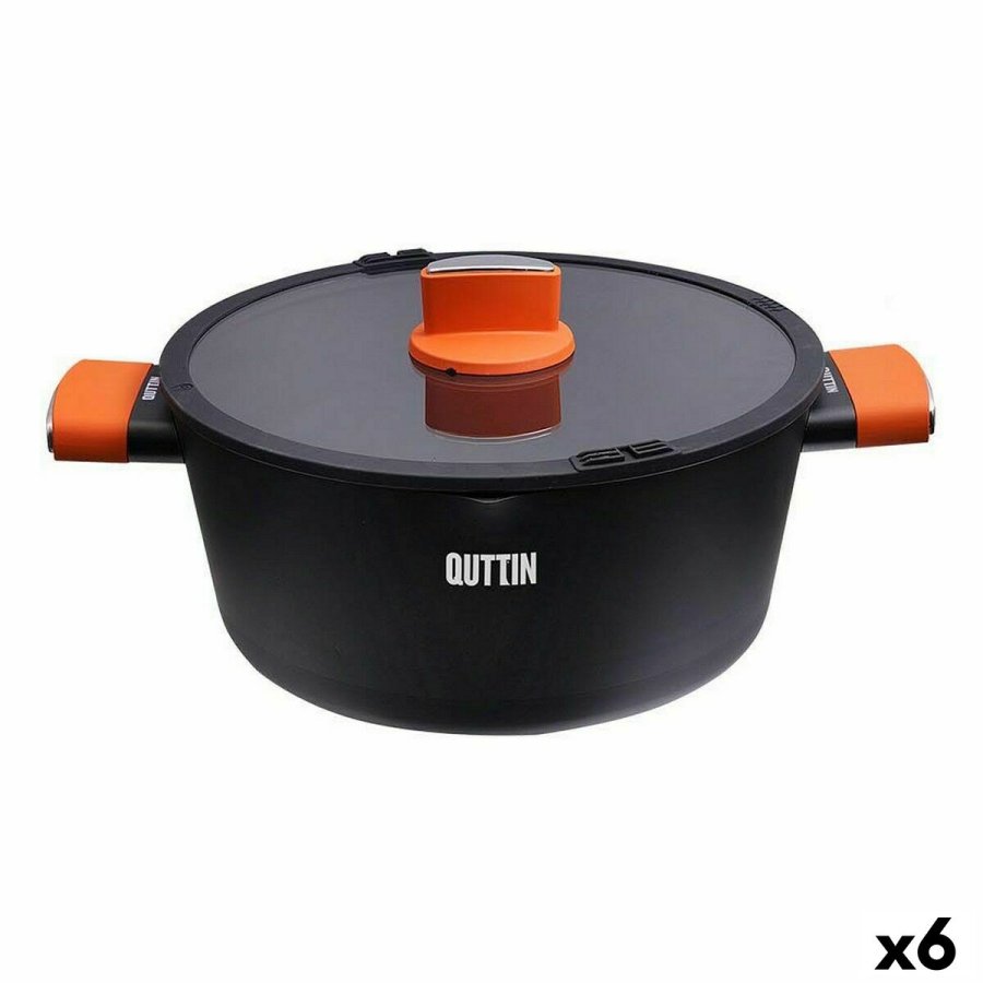 Gryde Med Glaslg Quttin Gastro Sort Orange 34,5 x 25,5 x 12 cm (6 enheder) #1