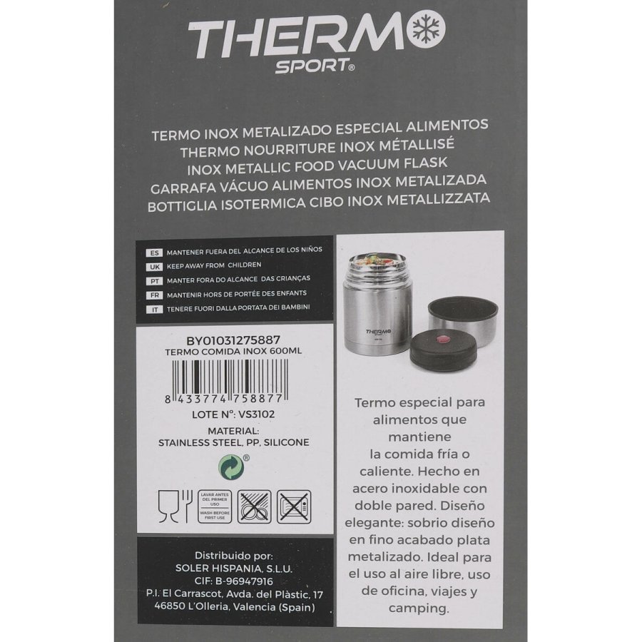 F�devaretermometer ThermoSport Rustfrit st�l 600 ml #2