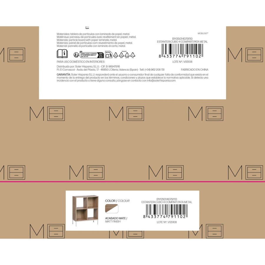 Hylder MobleKit Hvid Brun Tr� Metal 60 x 29 x 72 cm #4