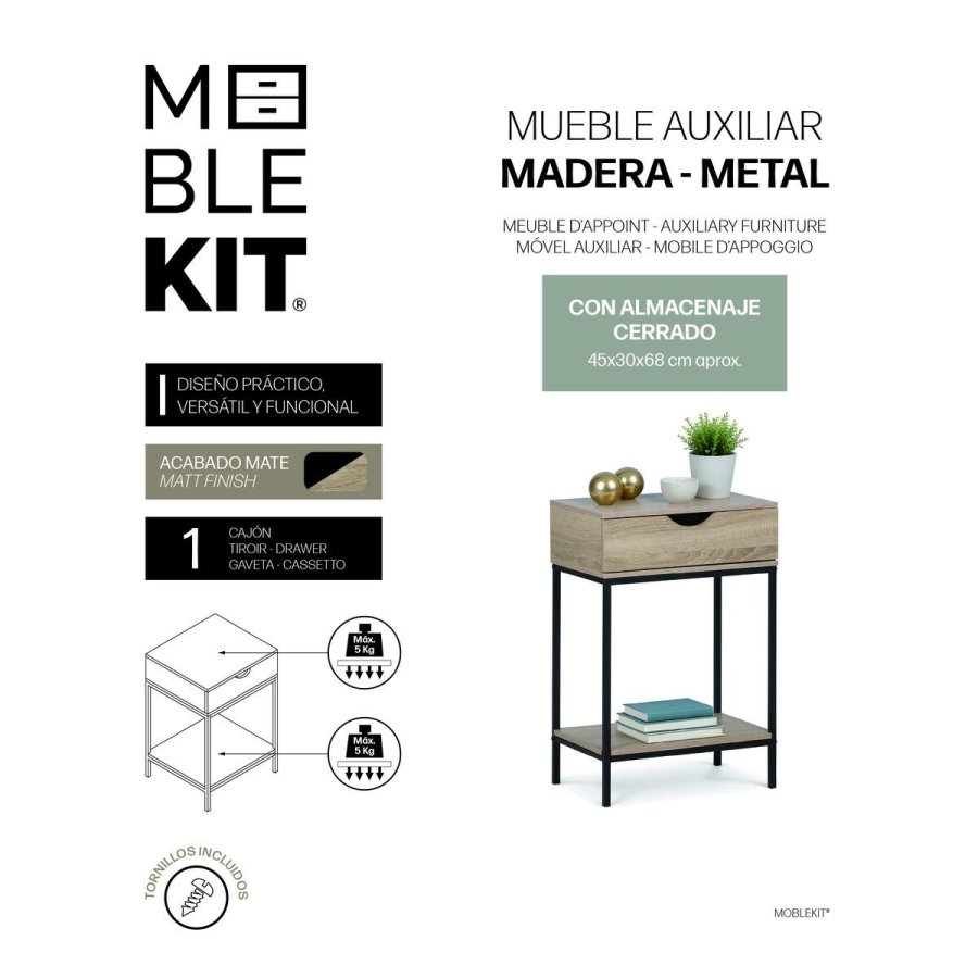 Supplerende m�bler MobleKit Brun Sort 45 x 30 x 68 cm Tr� Metal #4