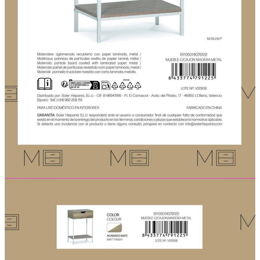 Supplerende m�bler MobleKit Hvid Brun 45 x 30 x 68 cm Tr� Metal #5