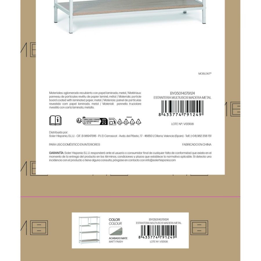 Hylder MobleKit Hvid Brun Tr� Metal 75 x 30 x 100 cm #5