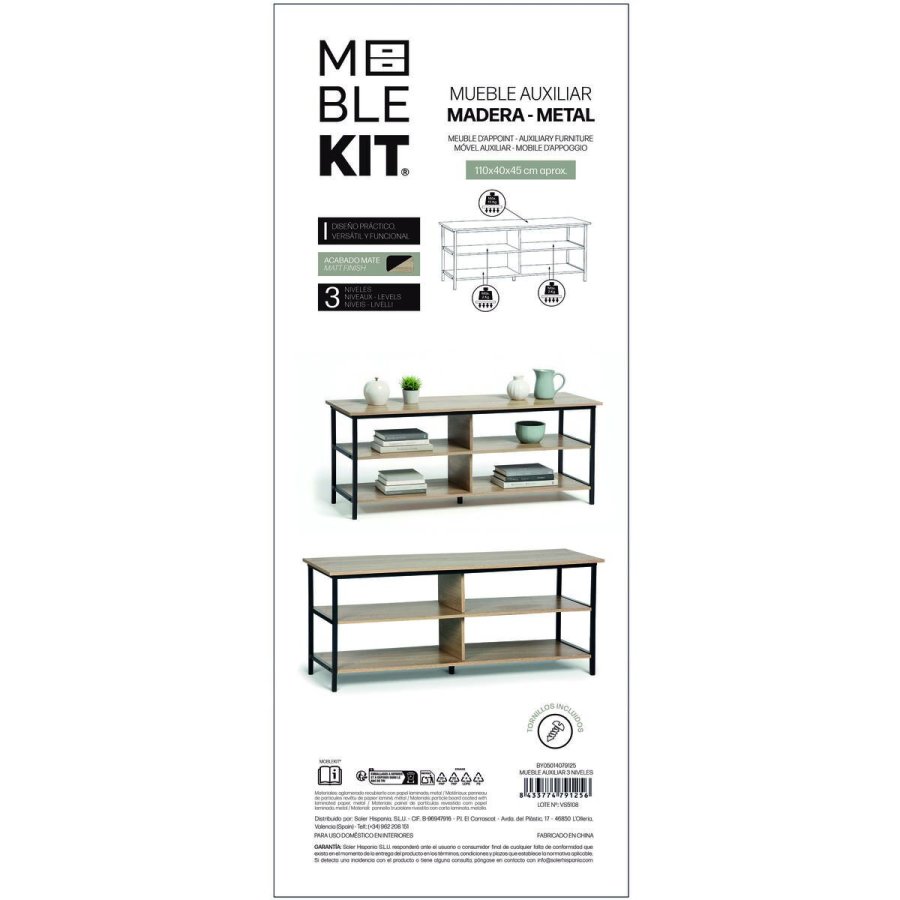 Supplerende m�bler MobleKit Brun Sort 110 x 40 x 45 cm Tr� Metal #5