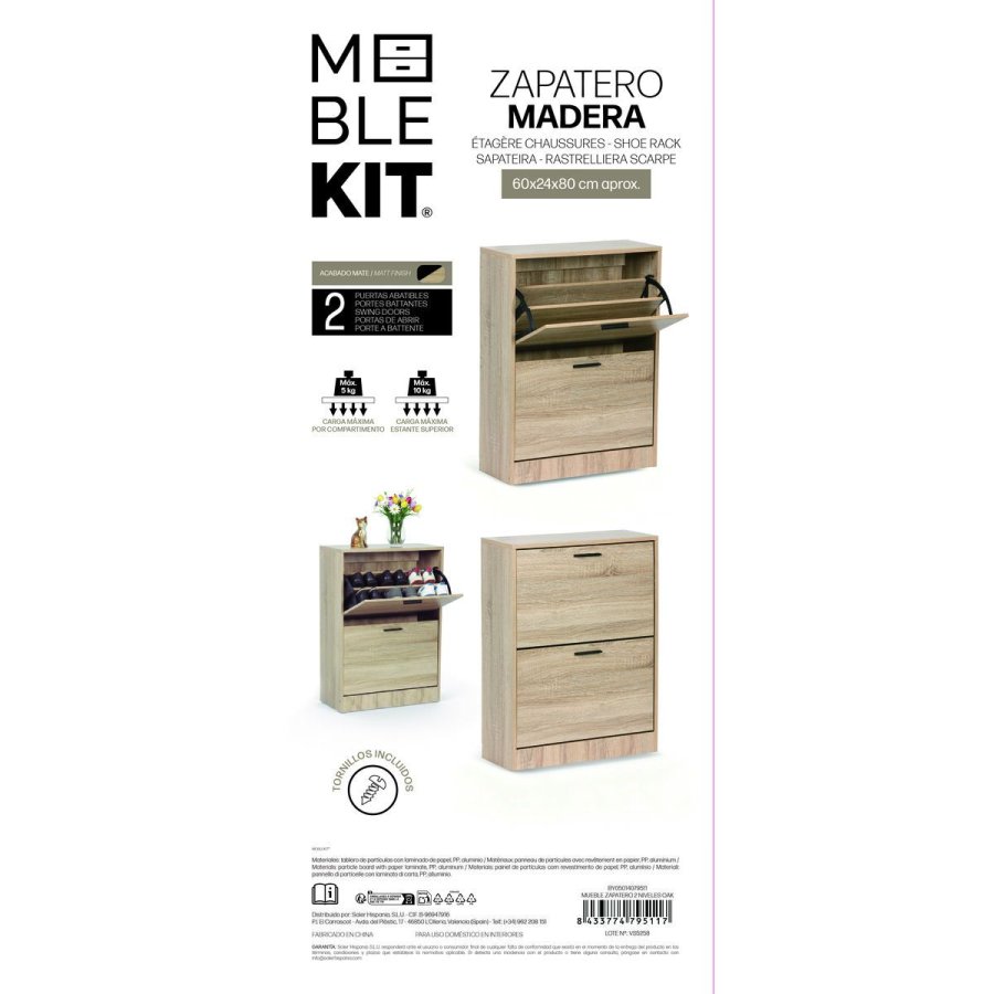 Skostativ MobleKit Brun Sort Tr� Metal 65 x 24 x 80 cm #5