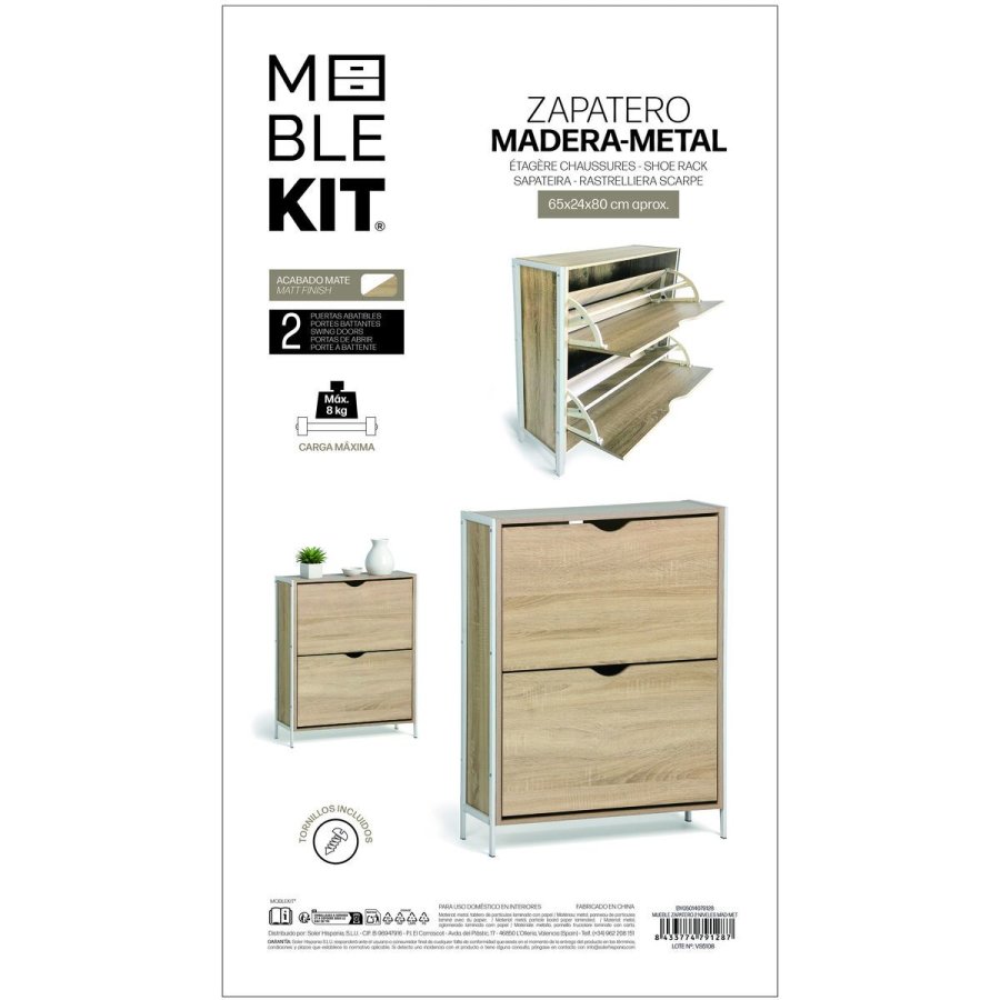 Skostativ MobleKit Hvid Brun Tr� Metal 65 x 24 x 80 cm #5