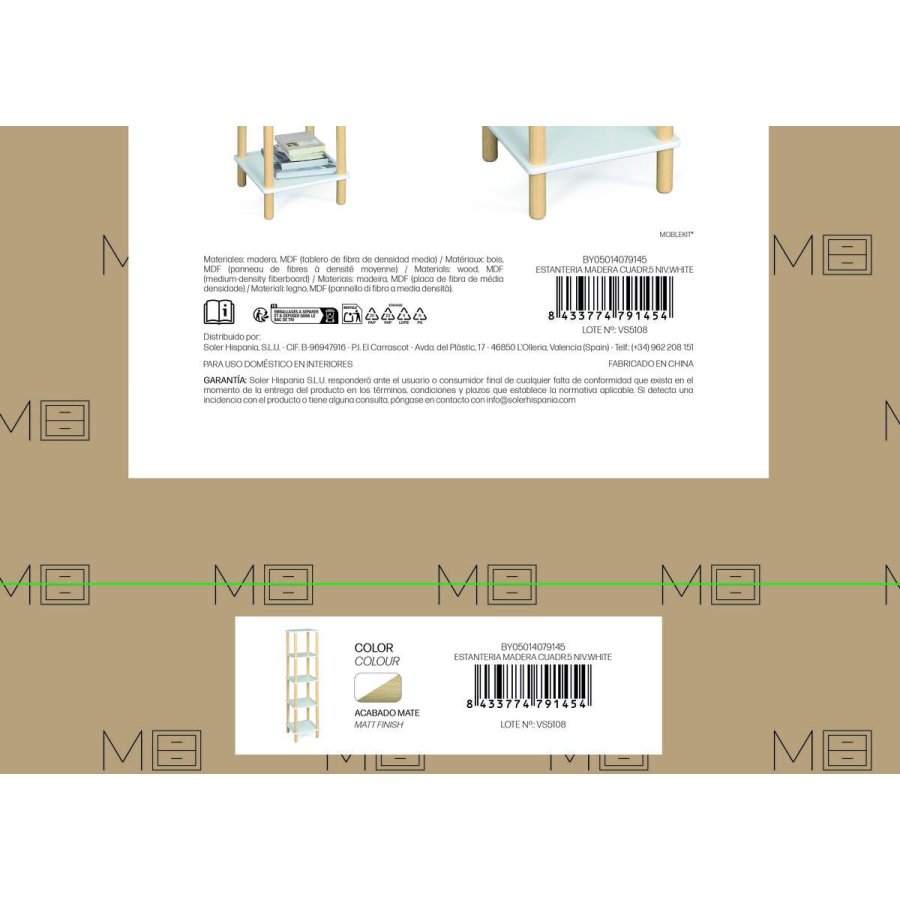 Hylder MobleKit Hvid Tr� 35 x 35 x 138 cm #5