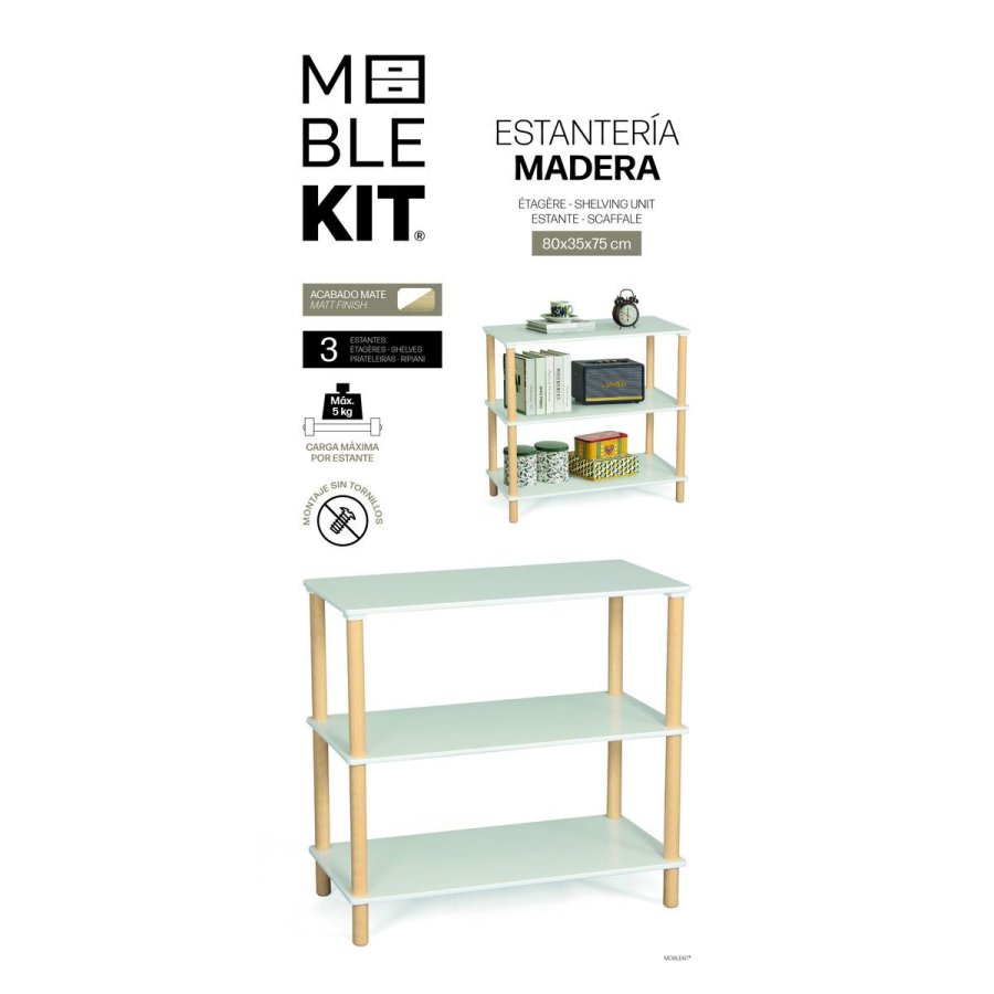 Hylder MobleKit Hvid Tr� 80 x 35 x 75 cm #4