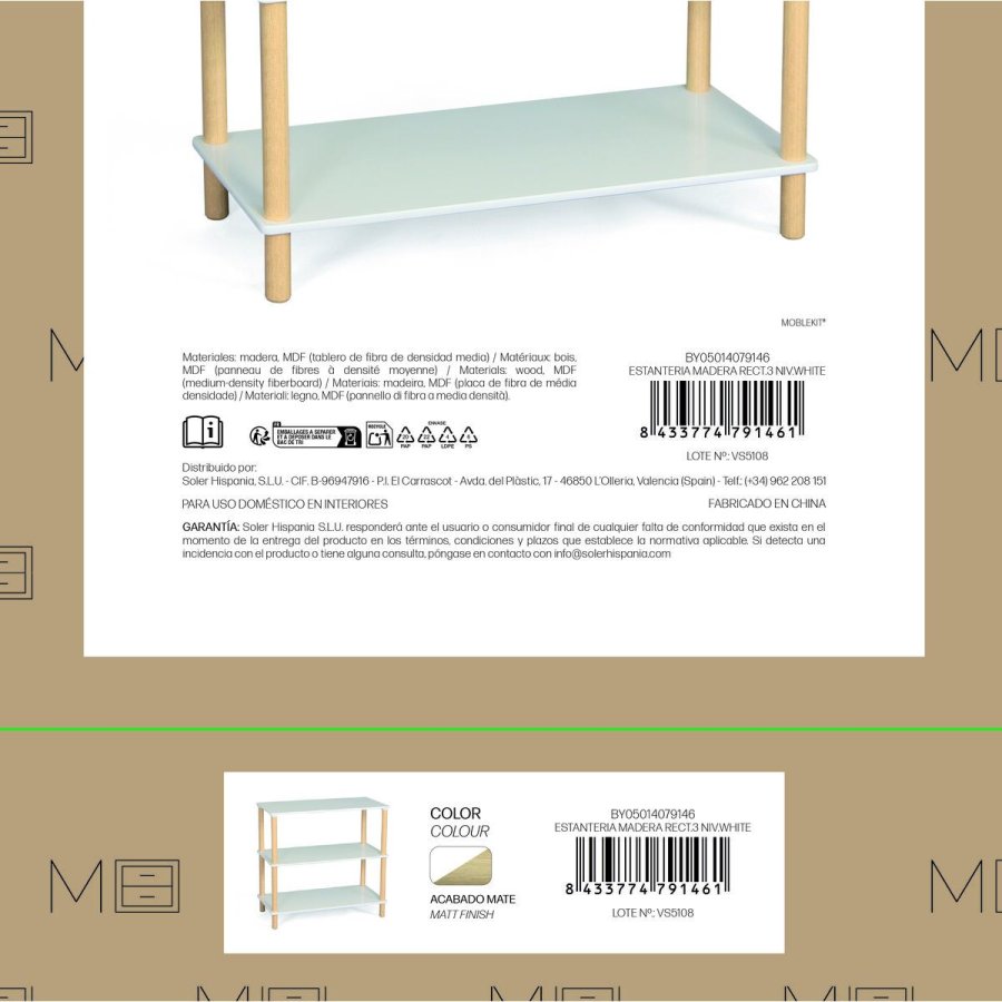 Hylder MobleKit Hvid Tr� 80 x 35 x 75 cm #5