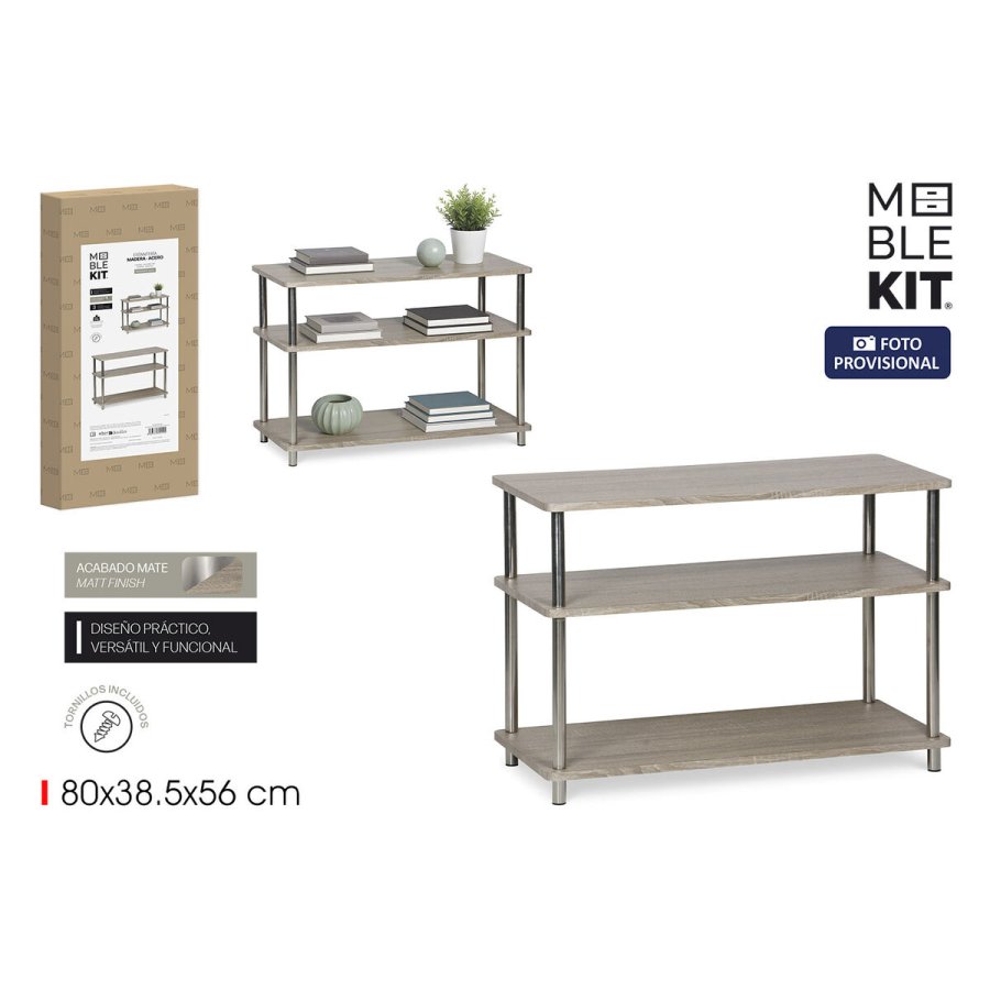 Hylder MobleKit Brun S�lvfarvet Tr� St�l 80 x 38,5 x 56 cm #4