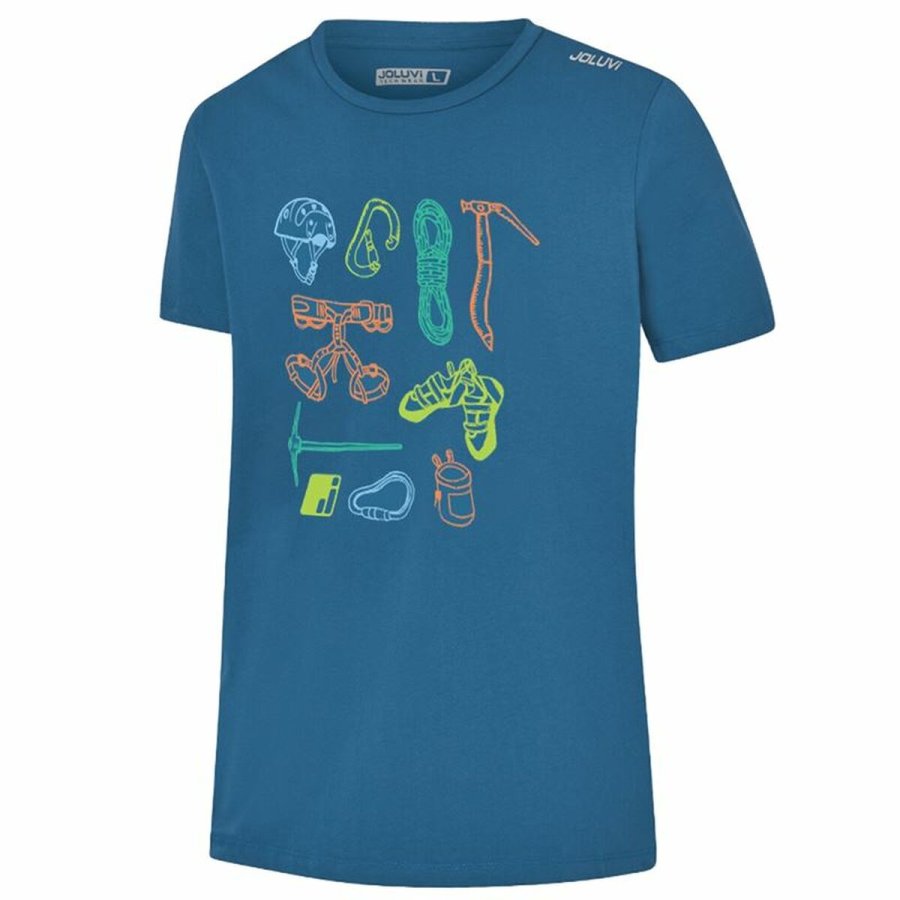 Kortrmet T-shirt til Mnd Joluvi Climbing Elements Bl #1