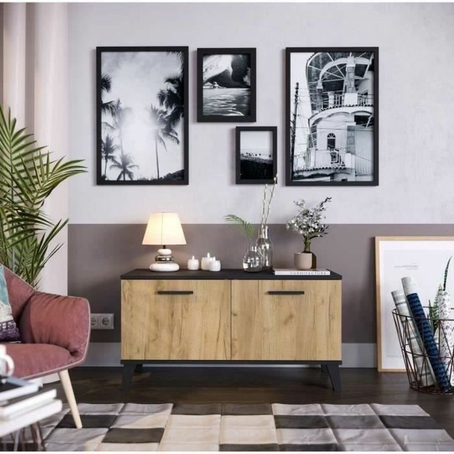 Skostativ THEO  Brun Sort Hrast Melamin 100 x 40 x 52 cm #5
