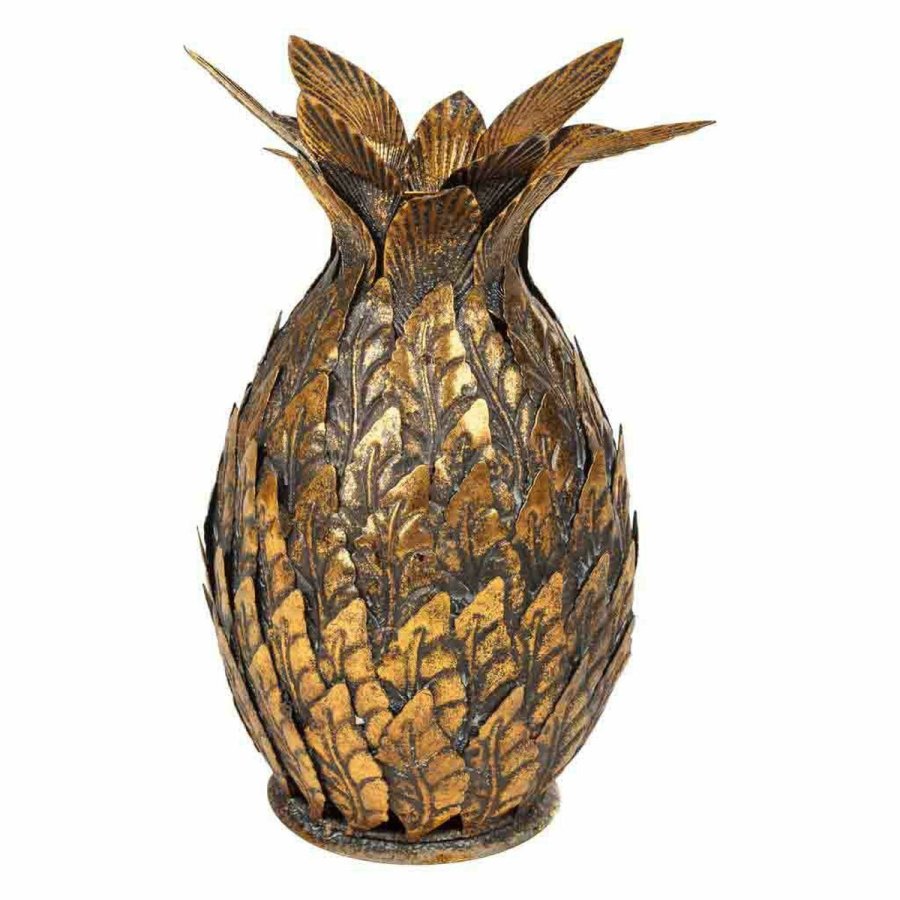Lysestage Alexandra House Living Gylden Jern 15 x 26 x 15 cm Ananas #1