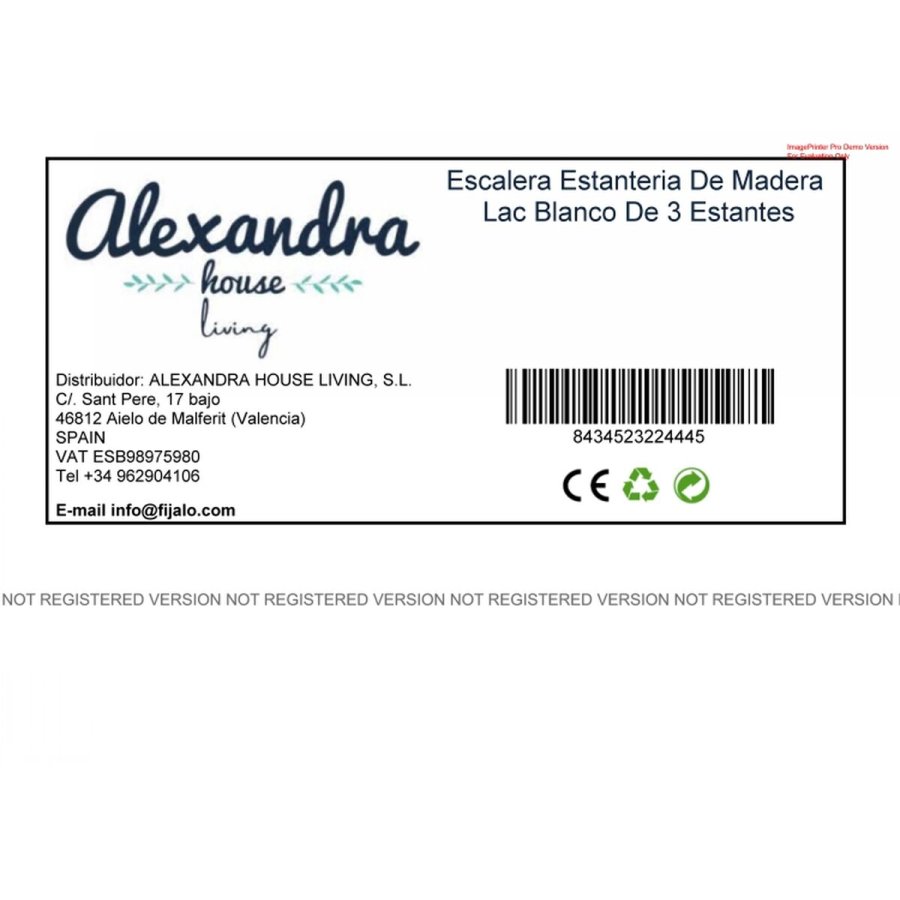Hylder Alexandra House Living Hvid Paulonia tr Tr MDF 38 x 115 x 41 cm Trappe #5