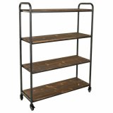 Hylder Alexandra House Living Brun Gr Tr Metal 34 x 129 x 98 cm Med hjul #1