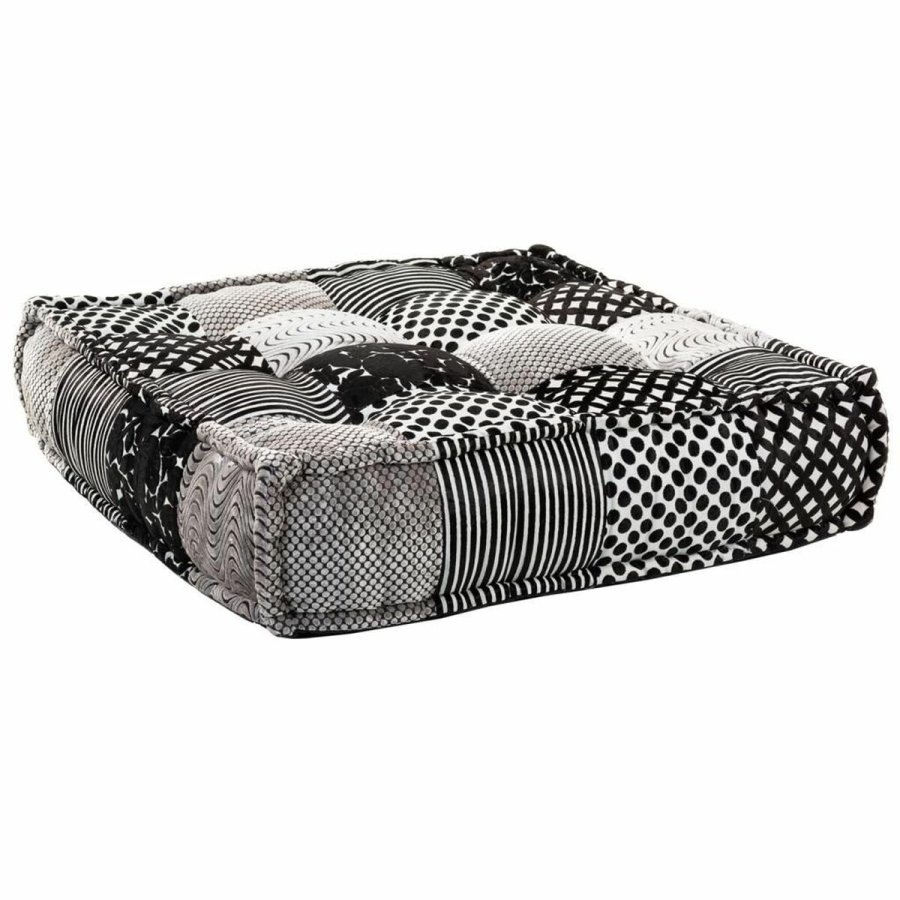 Pude Alexandra House Living Hvid Sort 80 x 20 x 80 cm #1