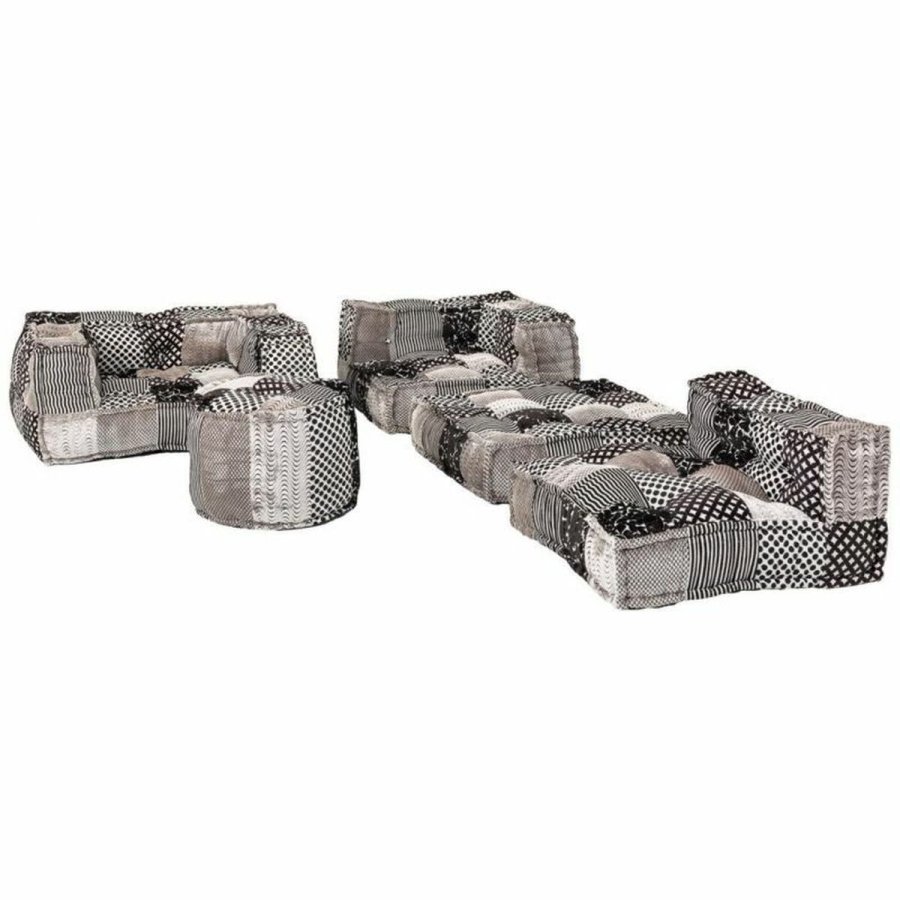 Pude Alexandra House Living Hvid Sort 80 x 20 x 80 cm #5