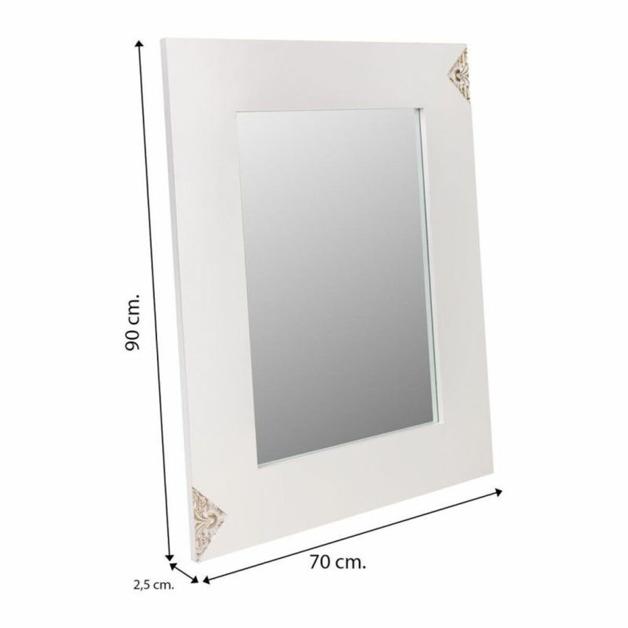 Vgspejl Alexandra House Living Hvid Glas Tr MDF 2 x 90 x 70 cm #26