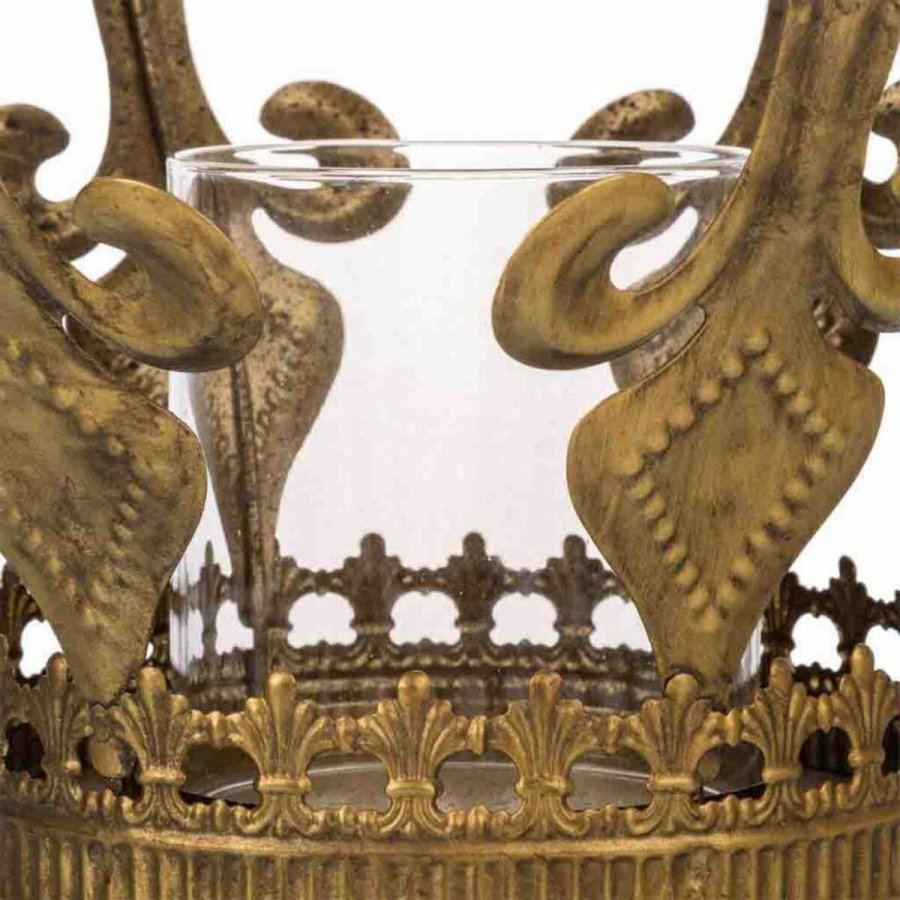 Lyseholder Alexandra House Living Gylden Glas Jern 26 x 33 x 26 cm #4