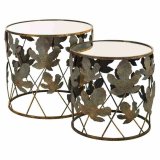 St med 2 borde Alexandra House Living Gylden Glas Jern 60 x 56 x 60 cm #1