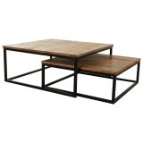 St med 2 borde Alexandra House Living Natur Jern Mangotr 75 x 34 x 75 cm #1
