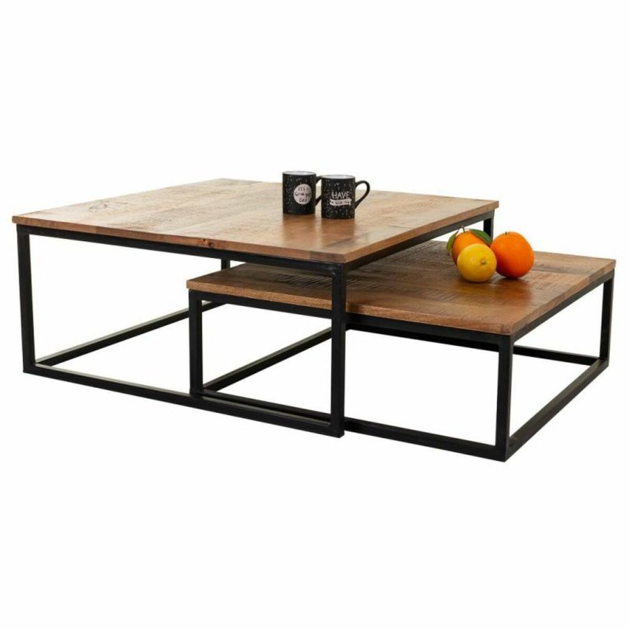 St med 2 borde Alexandra House Living Natur Jern Mangotr 75 x 34 x 75 cm #2