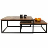 St med 2 borde Alexandra House Living Natur Jern Mangotr 75 x 34 x 75 cm #3