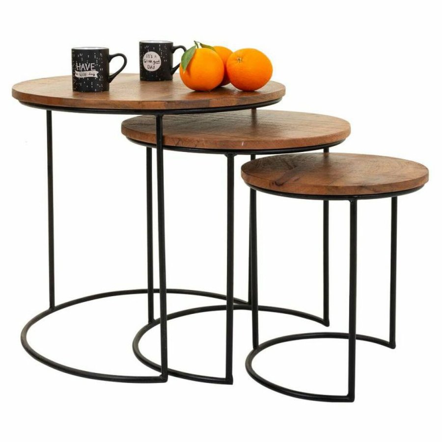 St med 3 borde Alexandra House Living Natur Jern Mangotr 53 x 54 x 53 cm #2