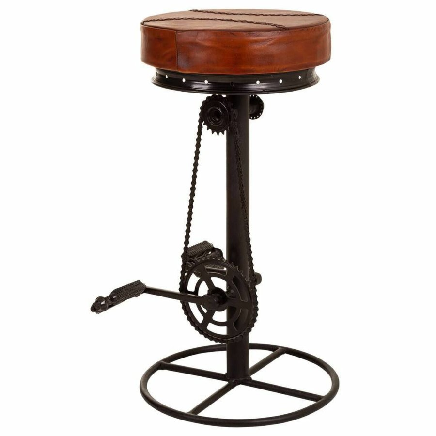 Taburet Alexandra House Living Sort Mrkebrun Lder Jern 41 x 80 x 41 cm Pedaler #1