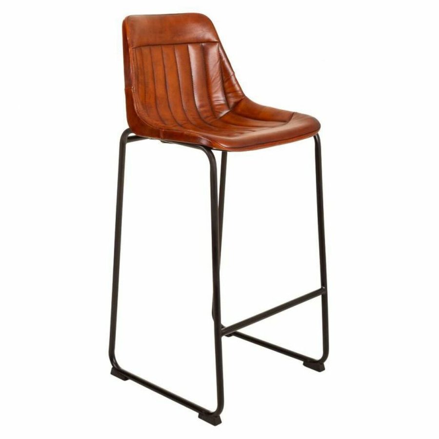 Taburet Alexandra House Living Brun Sort Lder Jern 50 x 106 x 46 cm #1