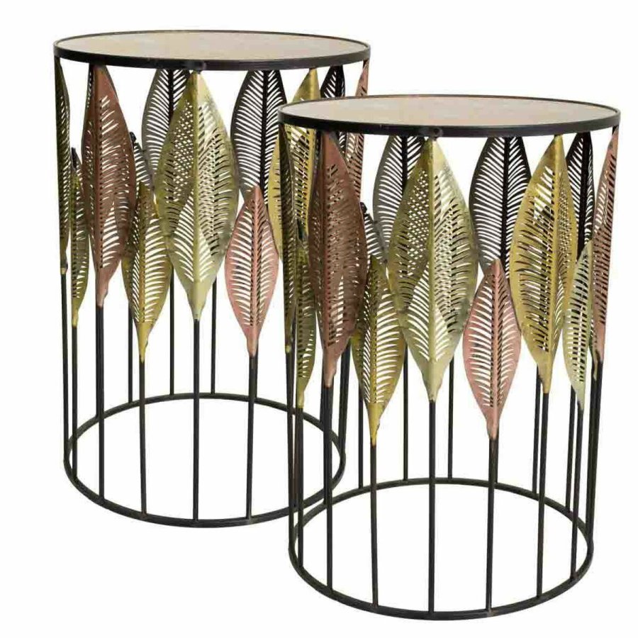 St med 2 borde Alexandra House Living Gylden Jern 47 x 72 x 47 cm #1