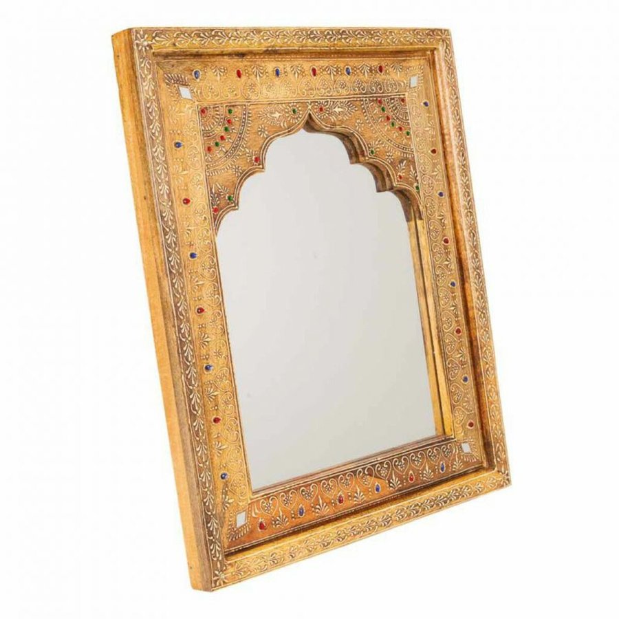 Vgspejl Alexandra House Living Hvid Natur 3 x 51 x 42 cm Rektangulr #11