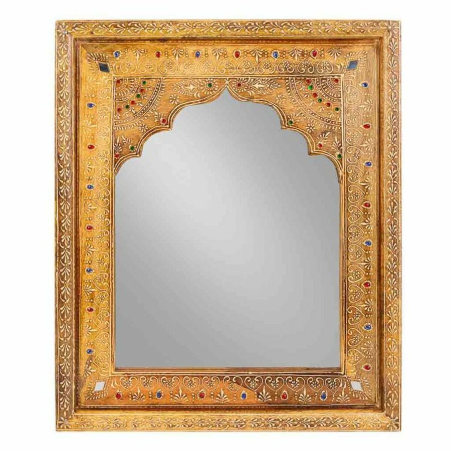 Vgspejl Alexandra House Living Hvid Natur 3 x 51 x 42 cm Rektangulr #1