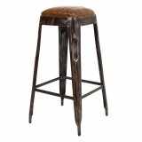 Taburet Alexandra House Living Brun Sort Lder Jern 40 x 75 x 40 cm #1