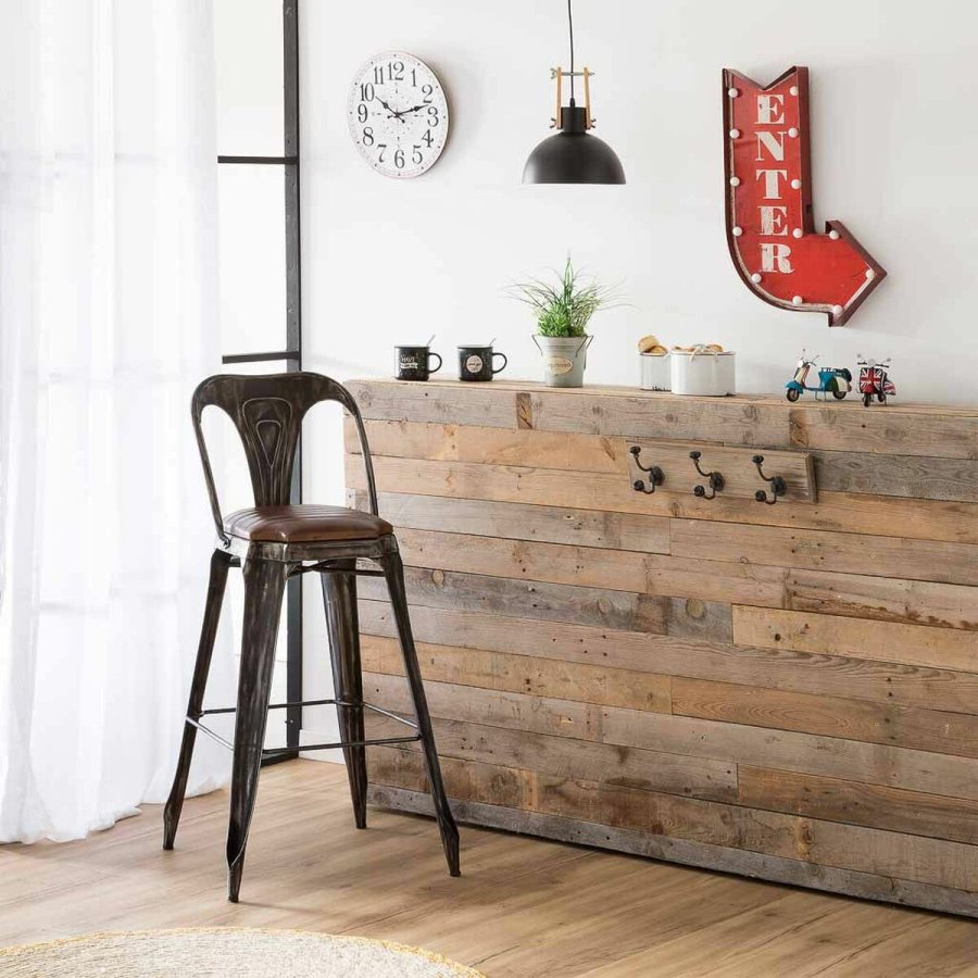 Taburet Alexandra House Living Brun Sort Lder Jern 53 x 105 x 49 cm #2