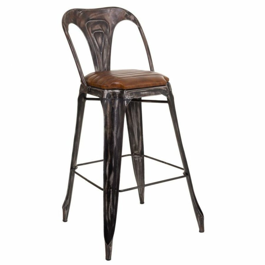 Taburet Alexandra House Living Brun Sort Lder Jern 53 x 105 x 49 cm #1