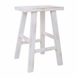 Taburet Alexandra House Living Hvid Fyrretr 25 x 50 x 35 cm #1