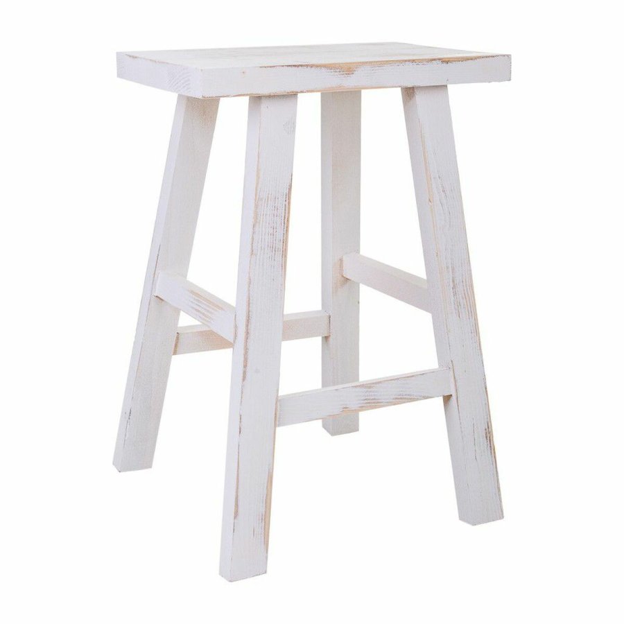 Taburet Alexandra House Living Hvid Fyrretr 25 x 50 x 35 cm #1