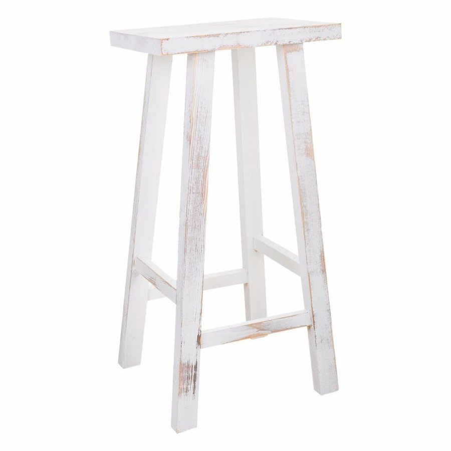 Taburet Alexandra House Living Hvid Fyrretr 25 x 70 x 35 cm #1
