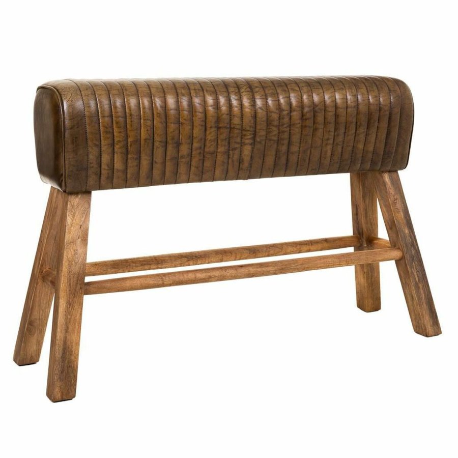 Stol Alexandra House Living Brun Natur Lder Mangotr 35 x 76 x 120 cm #1