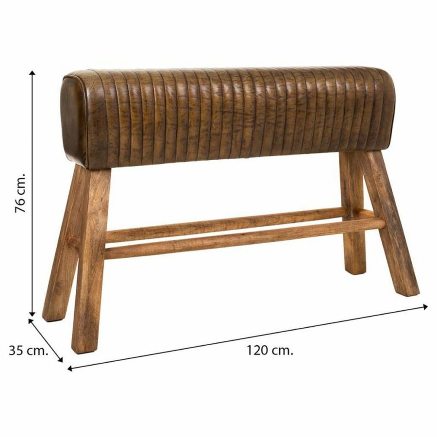 Stol Alexandra House Living Brun Natur Lder Mangotr 35 x 76 x 120 cm #31