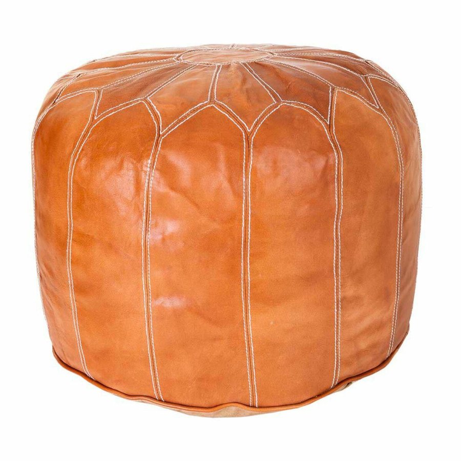 Puf Alexandra House Living Lys brun Lder 48 x 35 x 48 cm #1