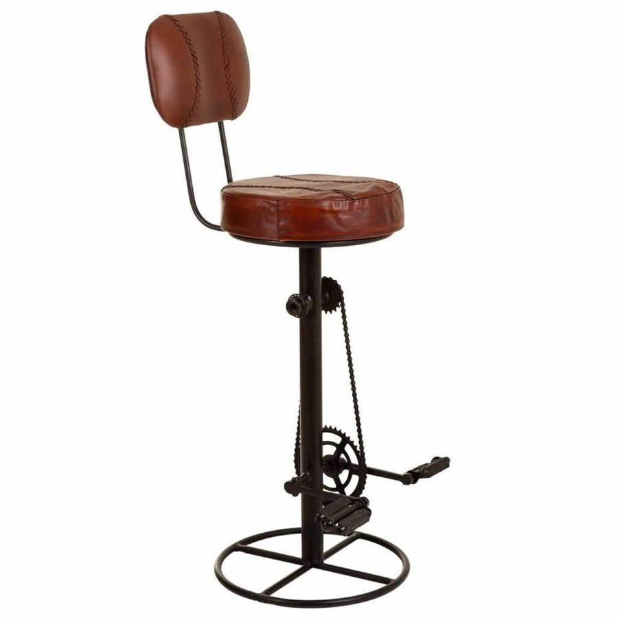 Taburet Alexandra House Living Brun Sort Lder Jern 41 x 117 x 41 cm Pedaler #1