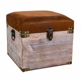 Taburet Alexandra House Living Brun Polyuretan Tr MDF 30 x 28 x 30 cm #1