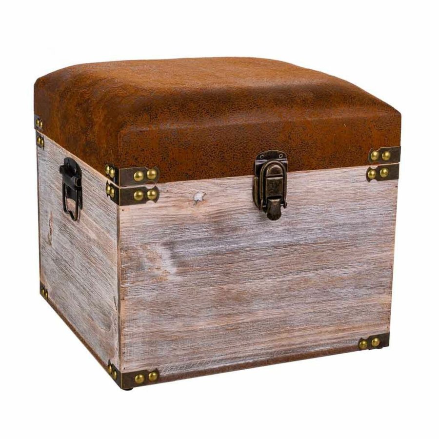 Taburet Alexandra House Living Brun Polyuretan Tr MDF 30 x 28 x 30 cm #1
