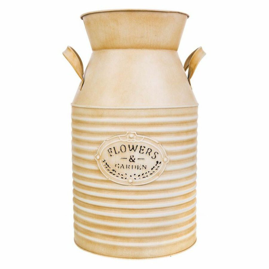 Dekorativ kande Alexandra House Living Hvid Beige Metal Mlkekande 22 x 39 x 25 cm #2