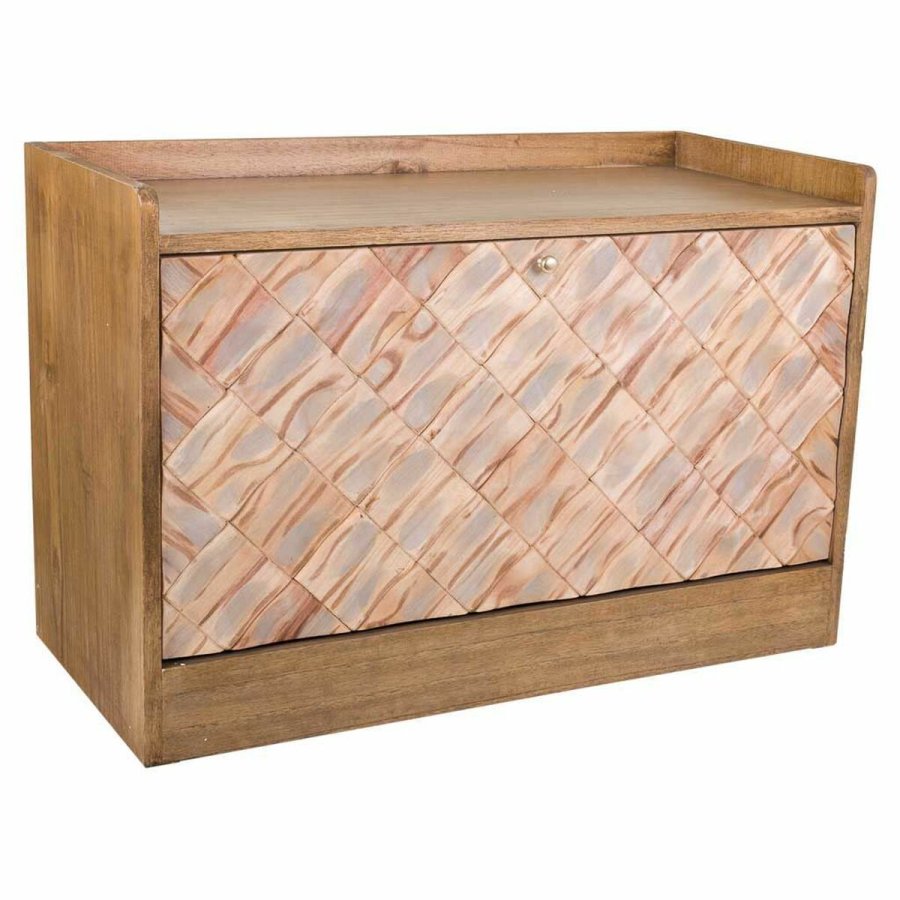 Stol Alexandra House Living Brun Natur Paulonia tr Tr MDF 38 x 53 x 80 cm Skostativ #1